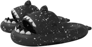 allgala Shark Slides for Women Men and Big Kids Novelty Soft Slippers Open Toe Shark Sandals Cushioned Slides Beach Pool Shower Cruise Slippers with Comfy Cushioned Thick Sole
