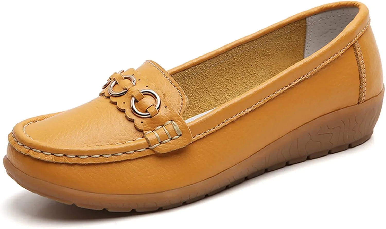 AMDBEL Flats Shoes Women Dressy Comfortable Women's Leather Casual Penny Loafers Slip-On Walking Driving Boat Flat Shoes