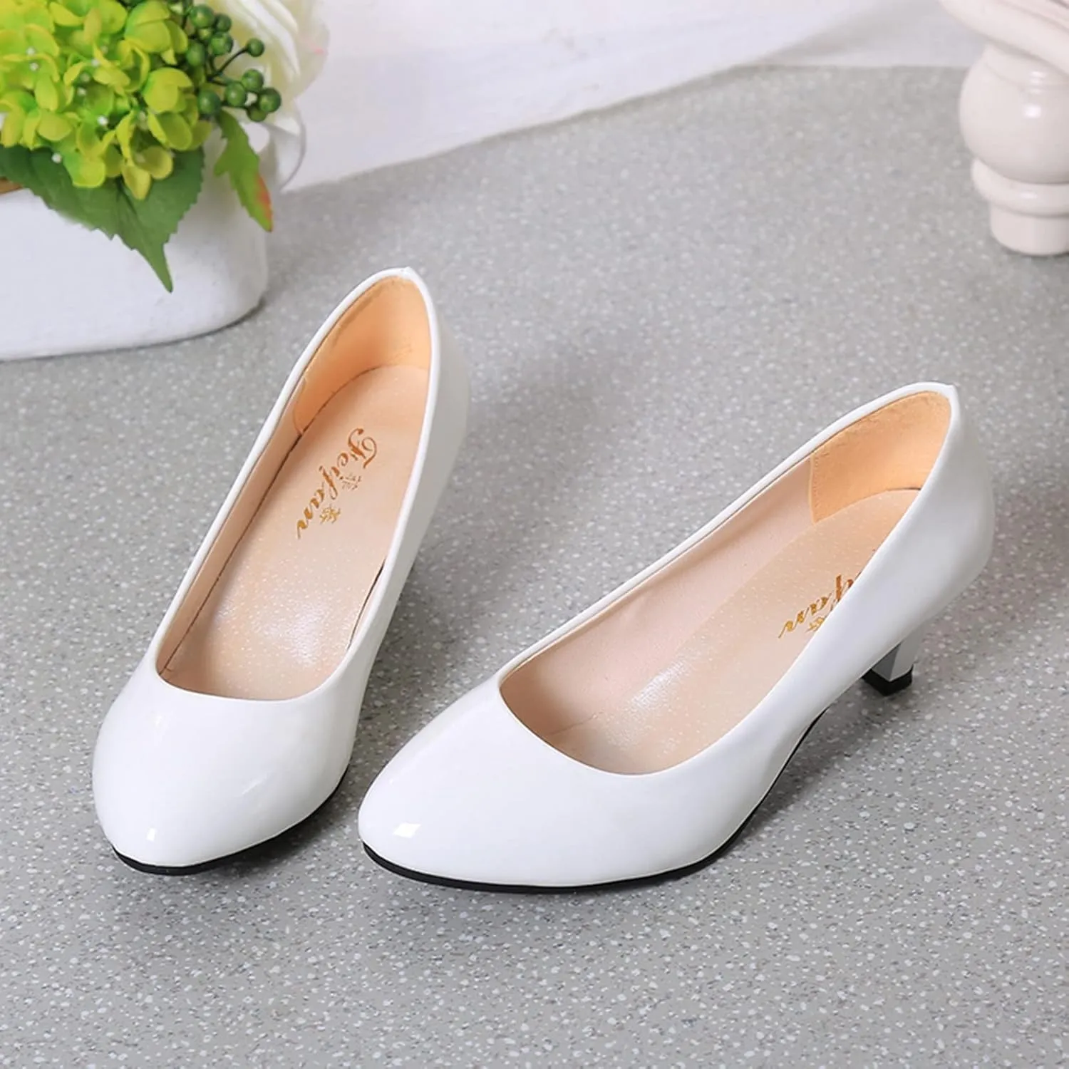 AMDBEL Pumps for Women Dressy Comfortable, Women's Low Kitten Heel Pumps Classic Fashion Dress Pumps Heeled Shoes Office Work