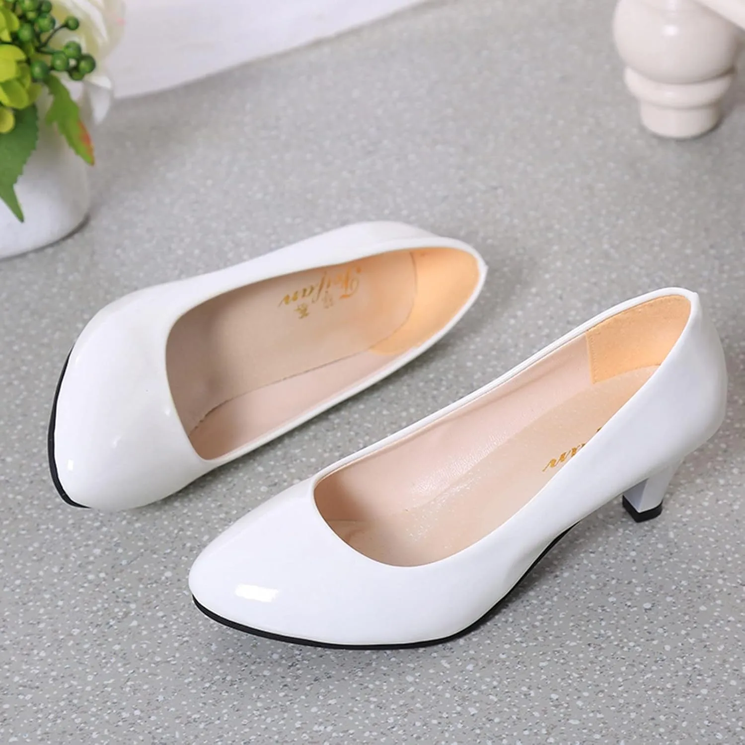 AMDBEL Pumps for Women Dressy Comfortable, Women's Low Kitten Heel Pumps Classic Fashion Dress Pumps Heeled Shoes Office Work