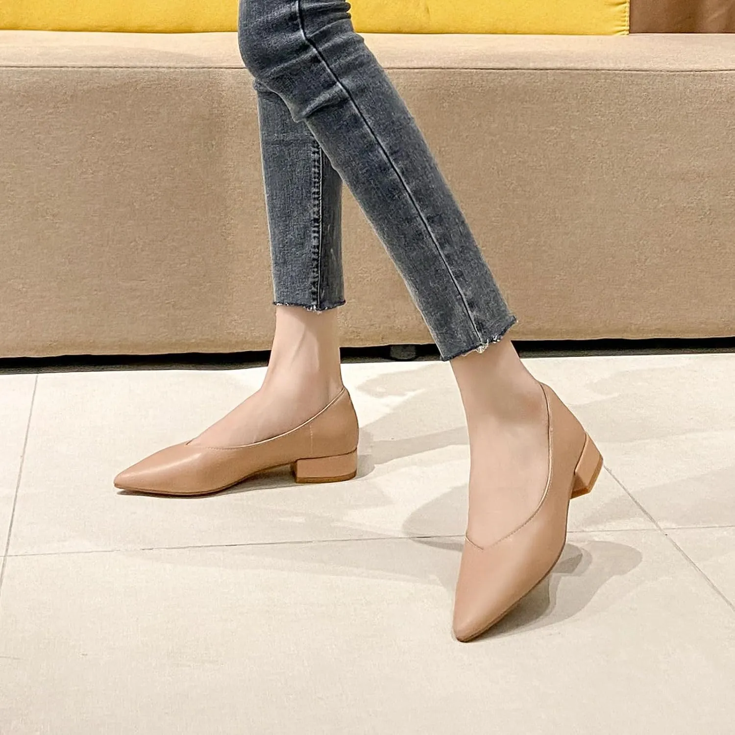 AOQUNFS Women's Low Heel Dress Shoes for Women Pumps Business Casual Comfortable Office Shoes