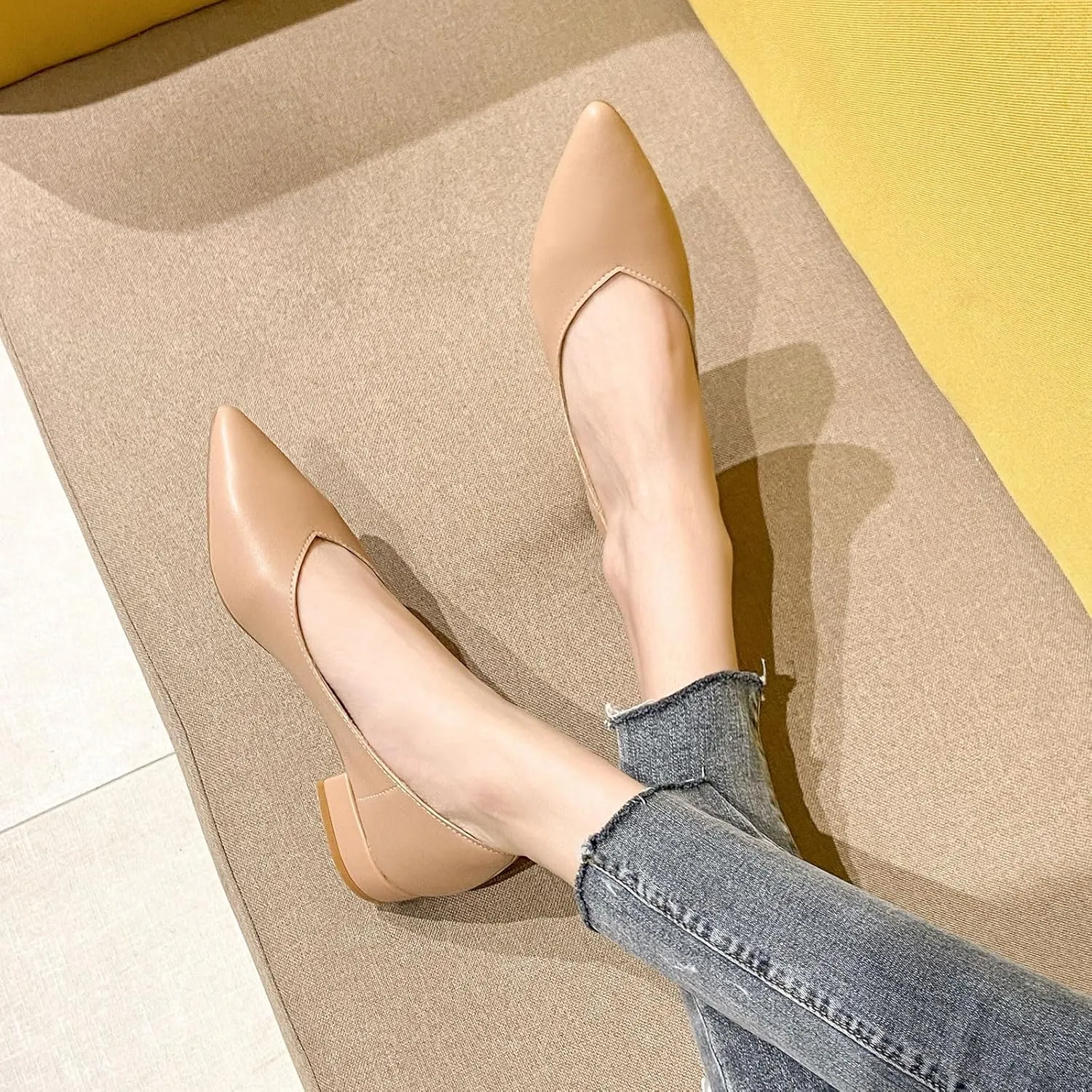 AOQUNFS Women's Low Heel Dress Shoes for Women Pumps Business Casual Comfortable Office Shoes