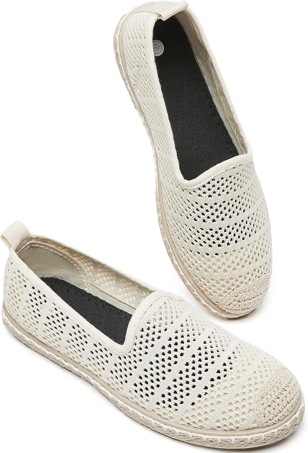 BABUDOG Women's Breathable Mesh Flats Shoes, Soft Loafers Flats, White Slip on Shoes Loafer
