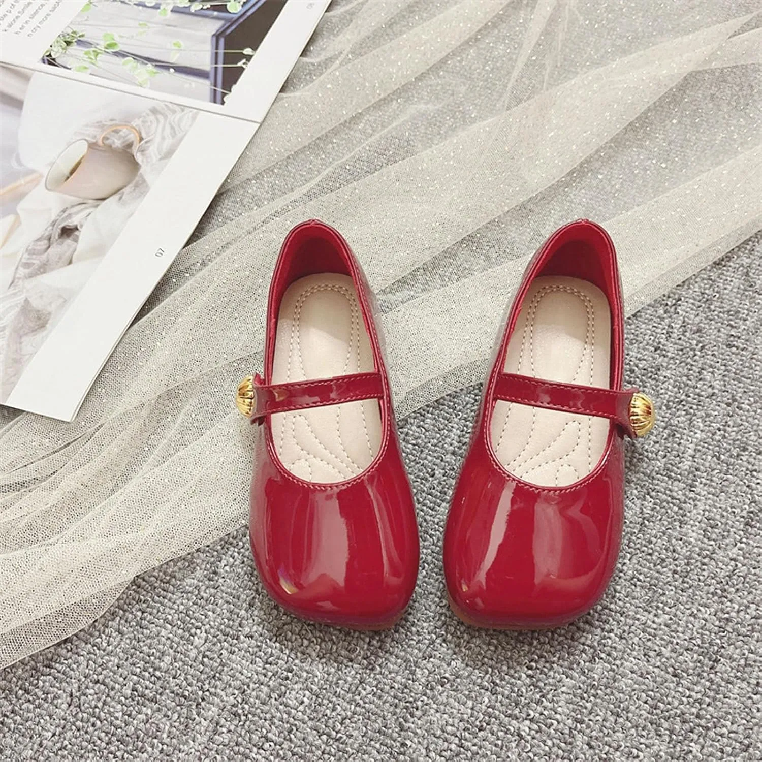 Baby Girl Dress Shoes Mary Jane Flat with Hook and Loop Straps Girls' Shoes for School Weddings and Casual Wear