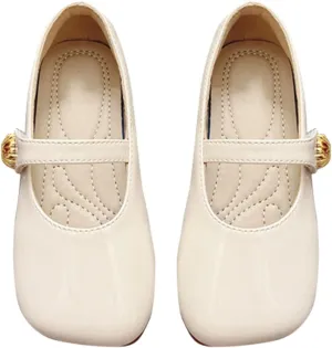 Baby Girl Dress Shoes Mary Jane Flat with Hook and Loop Straps Girls' Shoes for School Weddings and Casual Wear