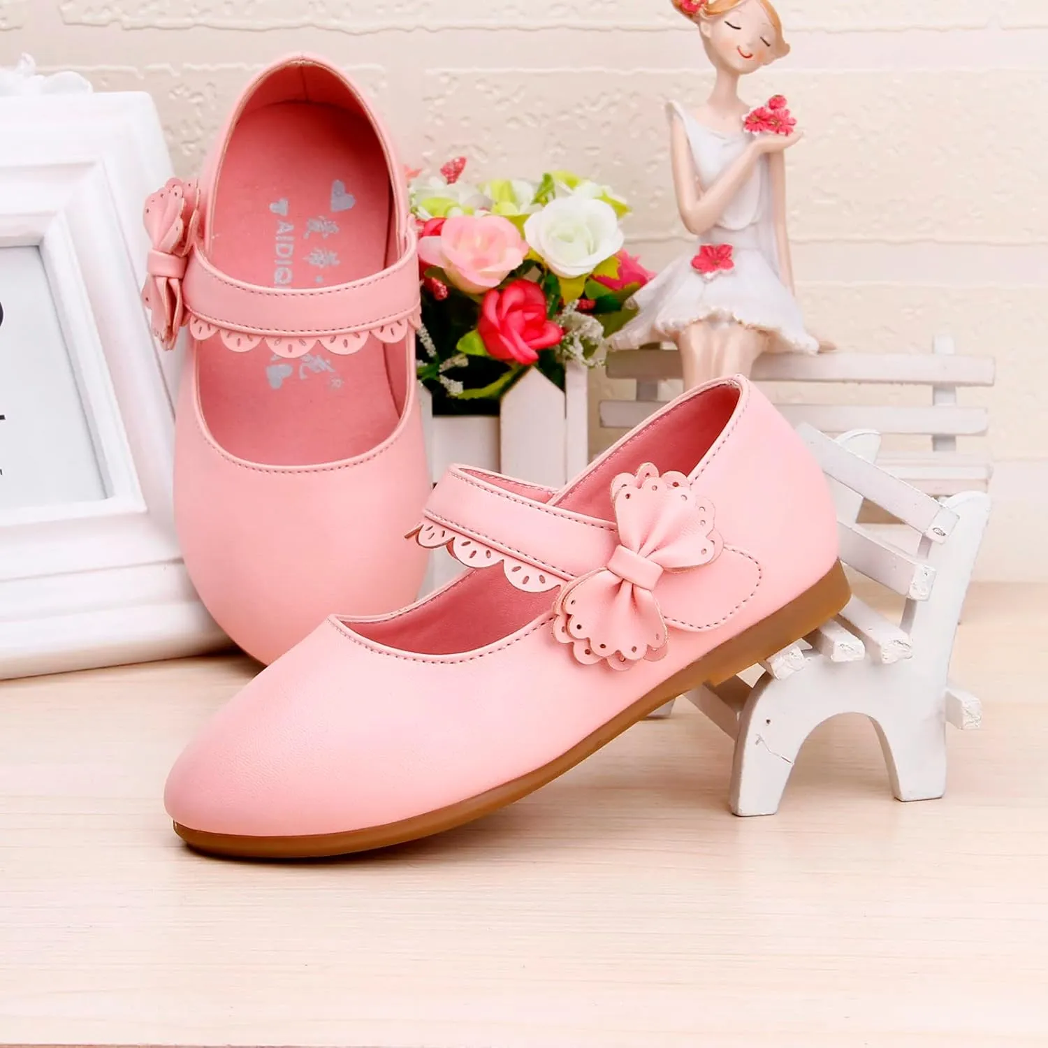 Baby Girls Dress Shoes Flower Girl Kids Mary Jane Ballet Flats Bow Wedding School Party Communion Shoes
