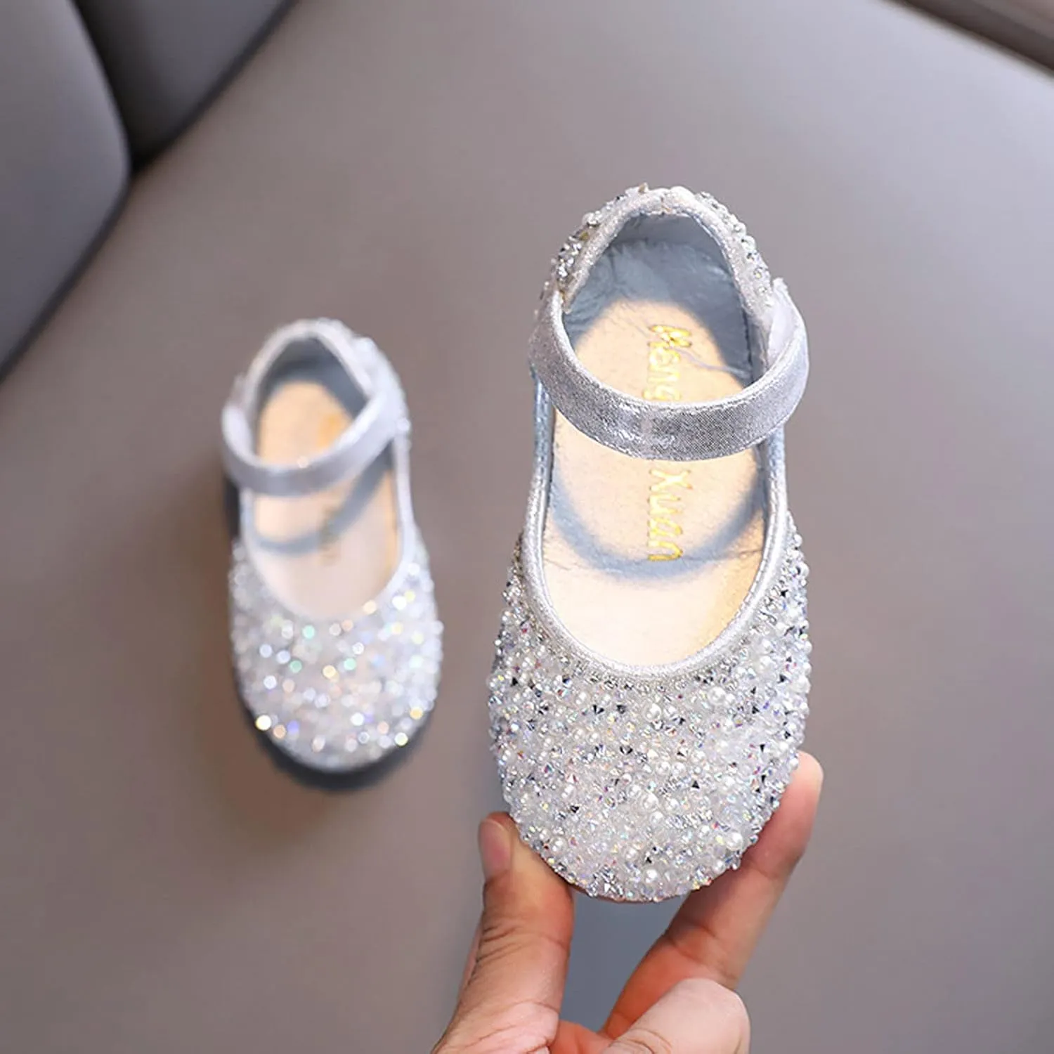 Baby Girls Mary Jane Dress Shoes Rhinestones Flower Girl Wedding Party Shoes Ballet Flats Toddler Sandals