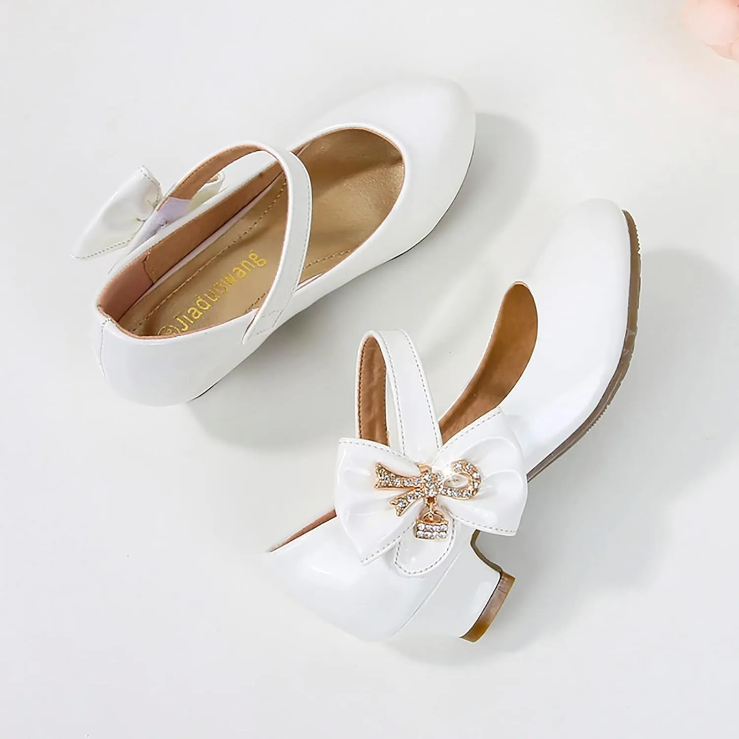 Baby Girls Patent Leather Dress Shoes Low Heels Toddler Mary Jane Shoes Flower Kid Shoes for School Party Wedding