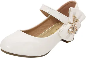 Baby Girls Patent Leather Dress Shoes Low Heels Toddler Mary Jane Shoes Flower Kid Shoes for School Party Wedding