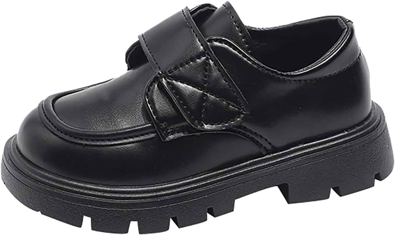 Baby Girls Platform Loafers, Chunky Loafers for Kids, Non-Slip Texture 𝗢xfords PU Leather Wedding Dress Shoes