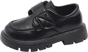 Baby Girls Platform Loafers, Chunky Loafers for Kids, Non-Slip Texture 𝗢xfords PU Leather Wedding Dress Shoes