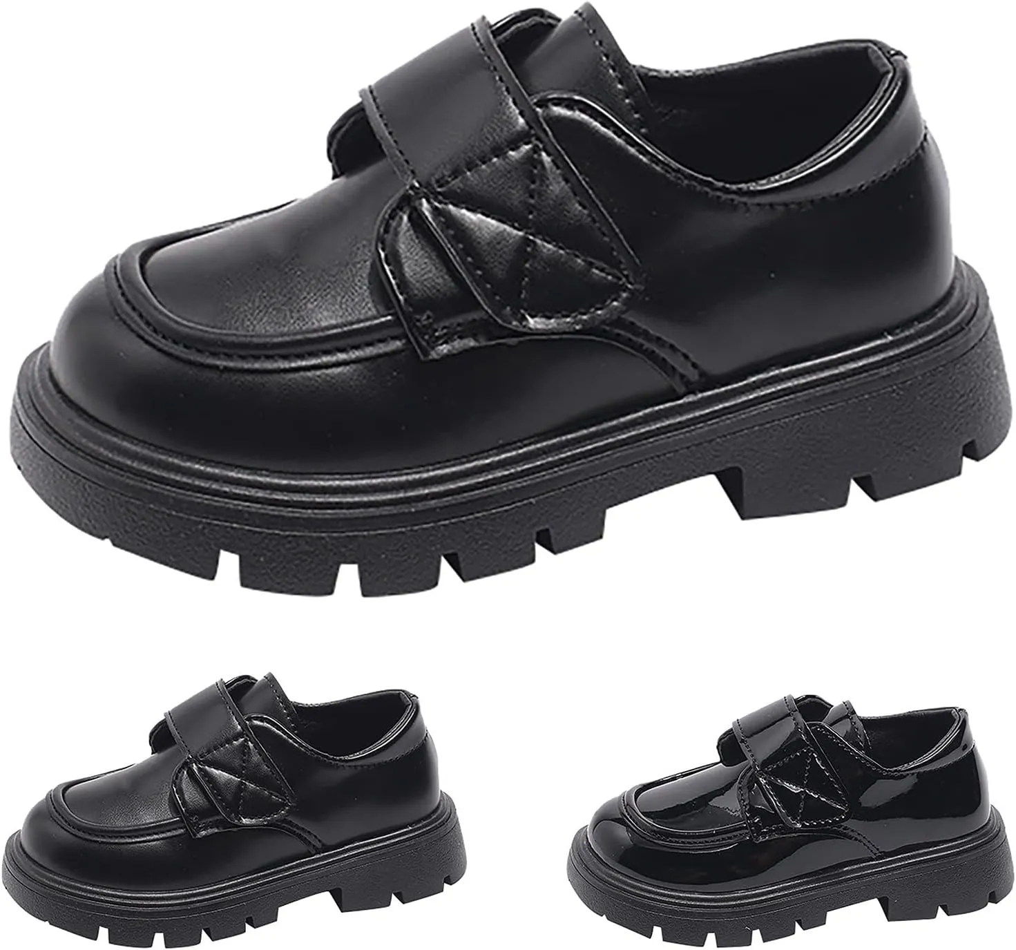 Baby Girls Platform Loafers, Chunky Loafers for Kids, Non-Slip Texture 𝗢xfords PU Leather Wedding Dress Shoes