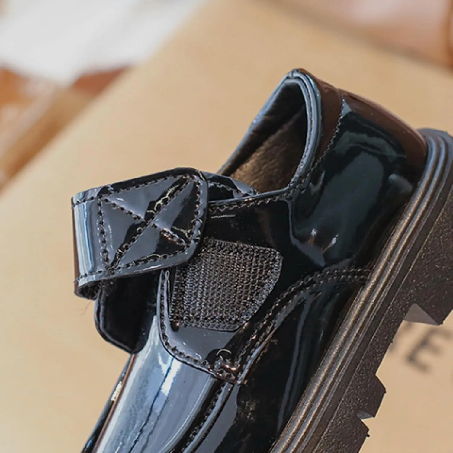 Baby Girls Platform Loafers, Chunky Loafers for Kids, Non-Slip Texture 𝗢xfords PU Leather Wedding Dress Shoes