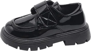 Baby Girls Platform Loafers, Chunky Loafers for Kids, Non-Slip Texture 𝗢xfords PU Leather Wedding Dress Shoes