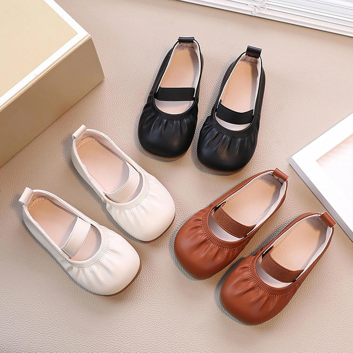 Ballet Shoes for Girls Toddler Dance Slippers Soft Leather Ballerina Mary Jane Flat𝘀 for Toddler/Little/Big Kid