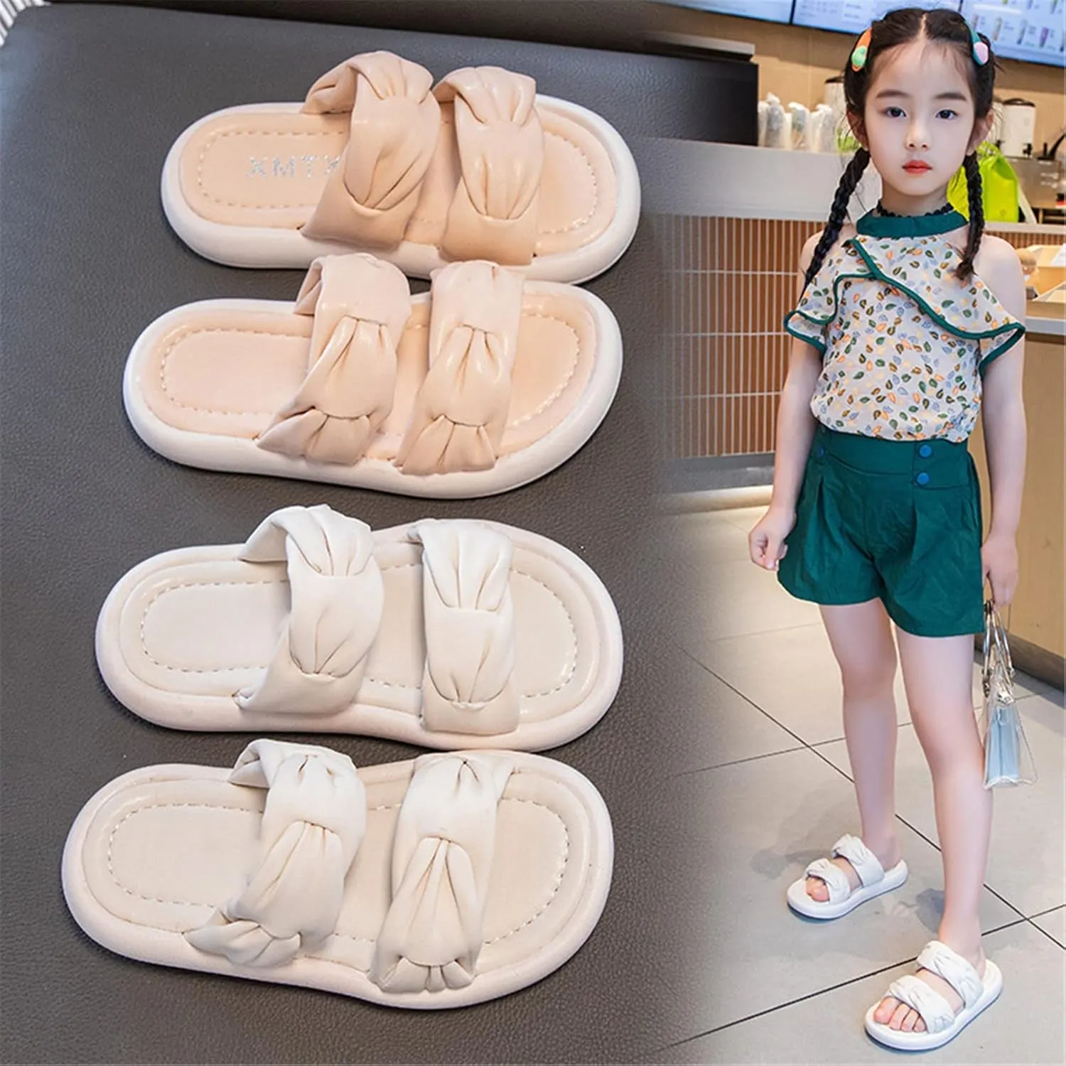 Beach Slippers Summer Sliders Sandals Open Toe Soft Slippers Bathroom Pool Shower Anti-Slip Shoes Flip Flops