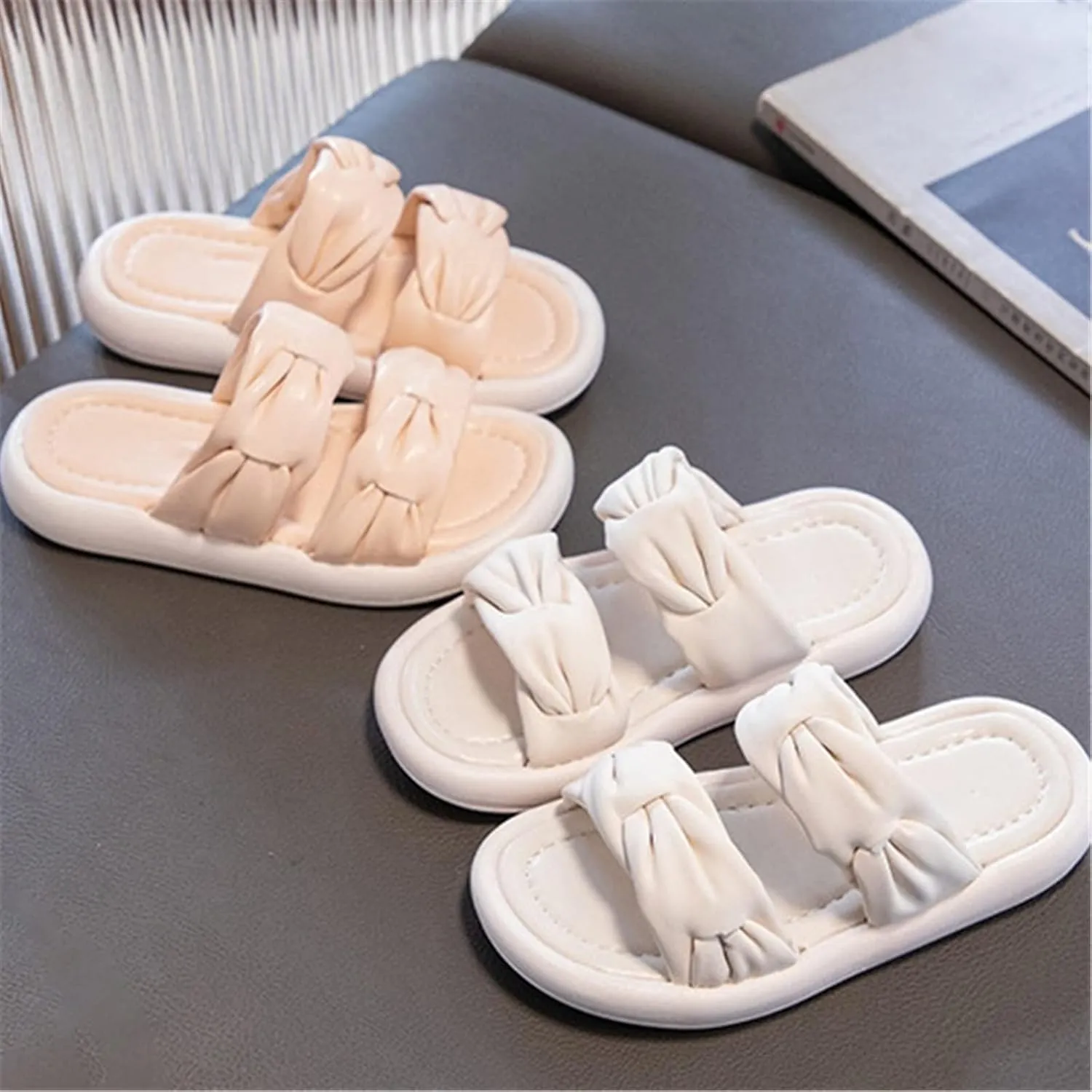Beach Slippers Summer Sliders Sandals Open Toe Soft Slippers Bathroom Pool Shower Anti-Slip Shoes Flip Flops