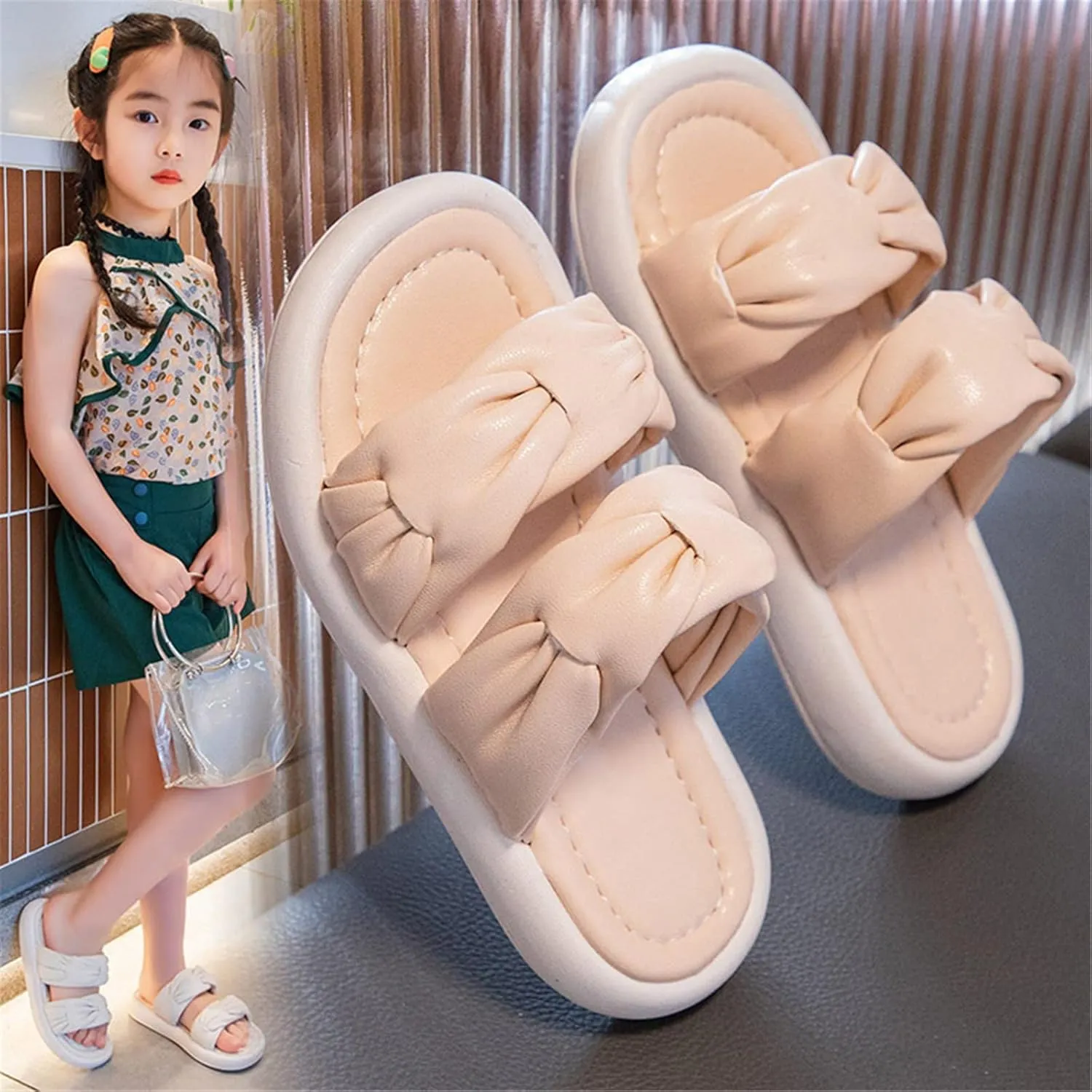 Beach Slippers Summer Sliders Sandals Open Toe Soft Slippers Bathroom Pool Shower Anti-Slip Shoes Flip Flops
