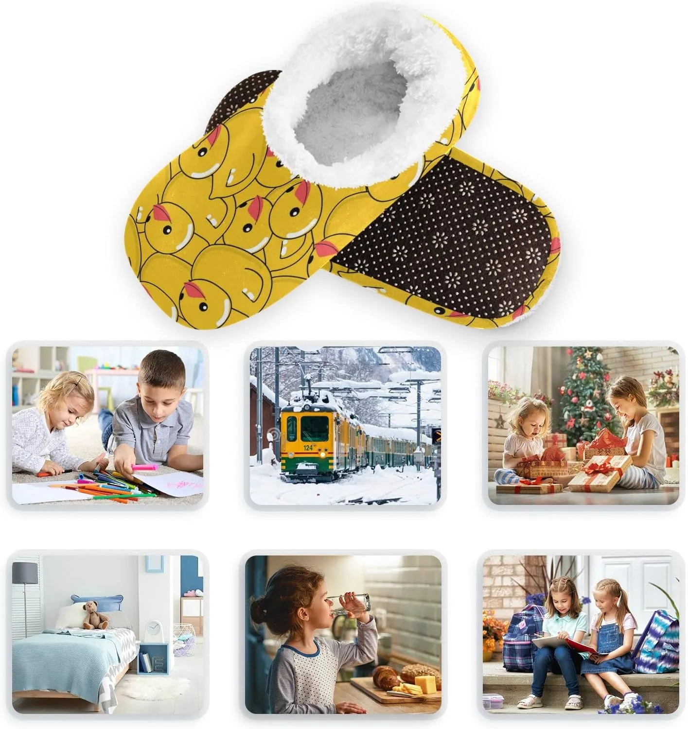 Bees Honey Honeycombs Boys Girls House Slippers Kids toddler Home Shoes Winter Indoor shoes XS