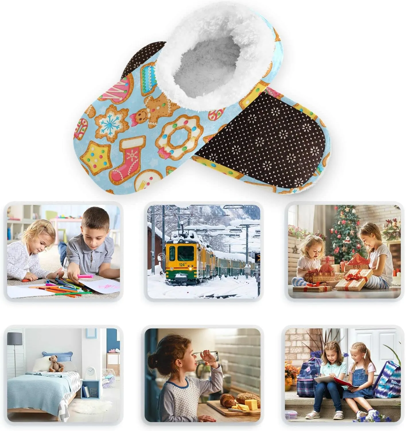 Bees Honey Honeycombs Boys Girls House Slippers Kids toddler Home Shoes Winter Indoor shoes XS
