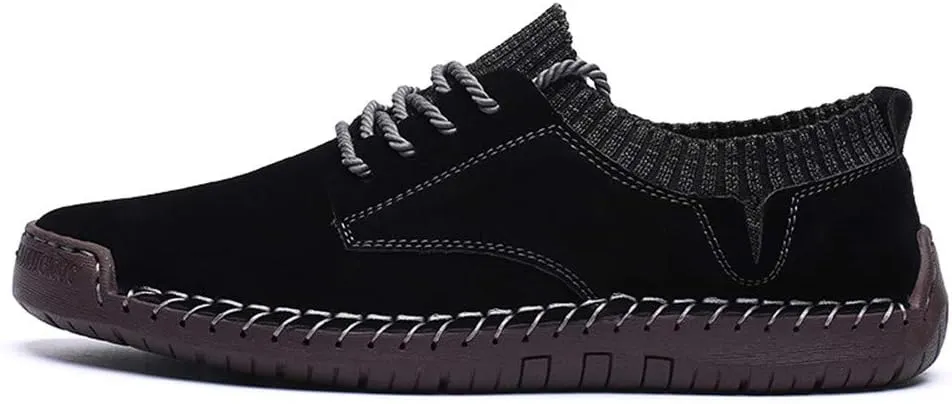 BIFINI Mens Suede Loafers Flats Sneaker Hand Stitching Outdoor Walking Daily Shoes