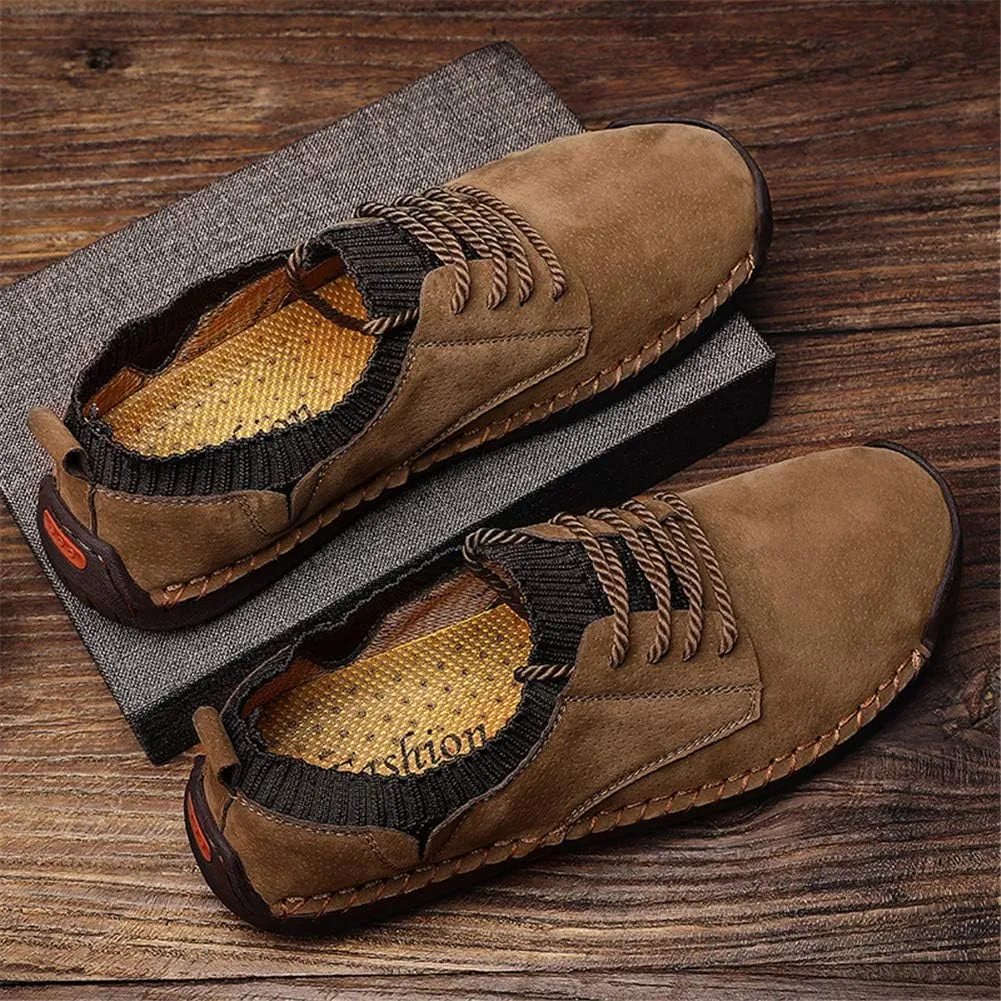 BIFINI Mens Suede Loafers Flats Sneaker Hand Stitching Outdoor Walking Daily Shoes