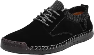 BIFINI Mens Suede Loafers Flats Sneaker Hand Stitching Outdoor Walking Daily Shoes