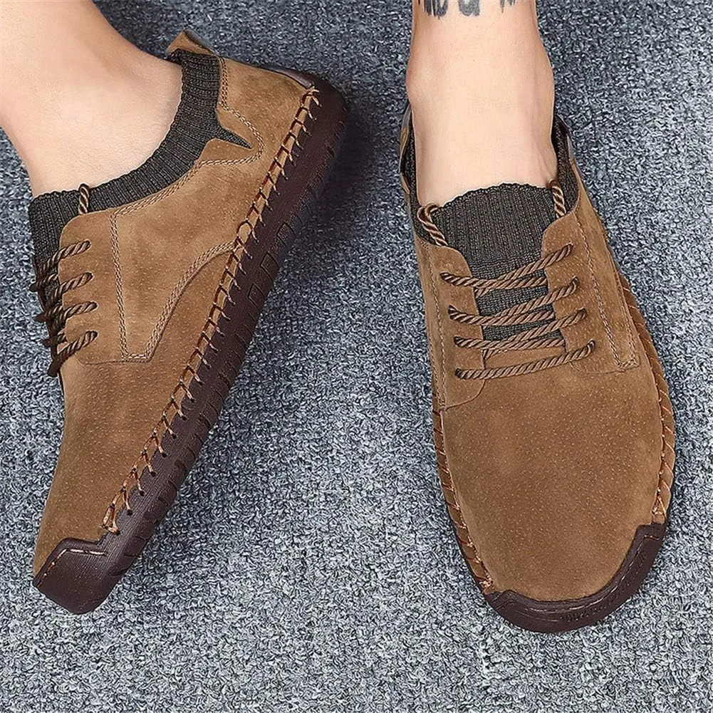 BIFINI Mens Suede Loafers Flats Sneaker Hand Stitching Outdoor Walking Daily Shoes