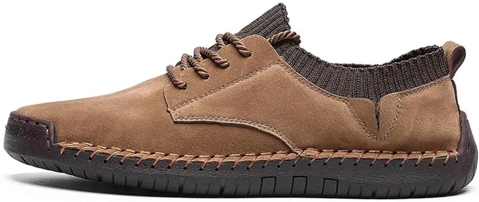 BIFINI Mens Suede Loafers Flats Sneaker Hand Stitching Outdoor Walking Daily Shoes