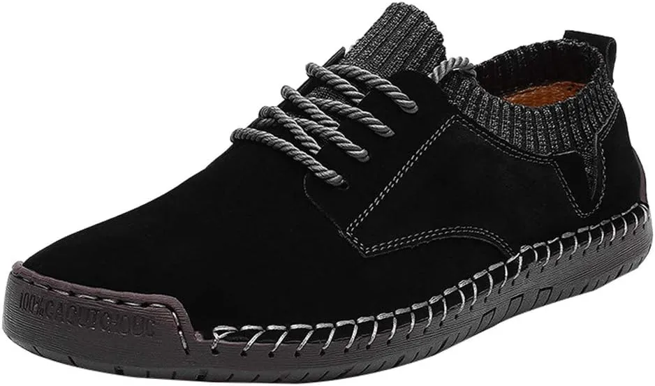 BIFINI Mens Suede Loafers Flats Sneaker Hand Stitching Outdoor Walking Daily Shoes