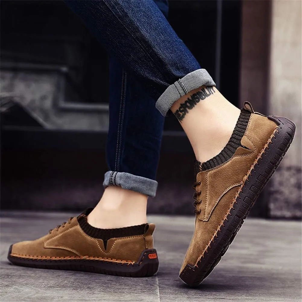 BIFINI Mens Suede Loafers Flats Sneaker Hand Stitching Outdoor Walking Daily Shoes
