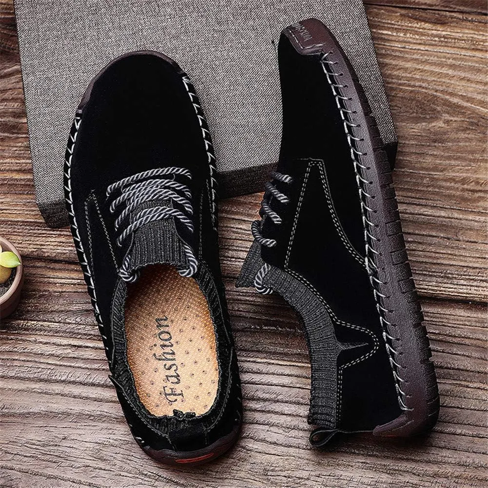 BIFINI Mens Suede Loafers Flats Sneaker Hand Stitching Outdoor Walking Daily Shoes