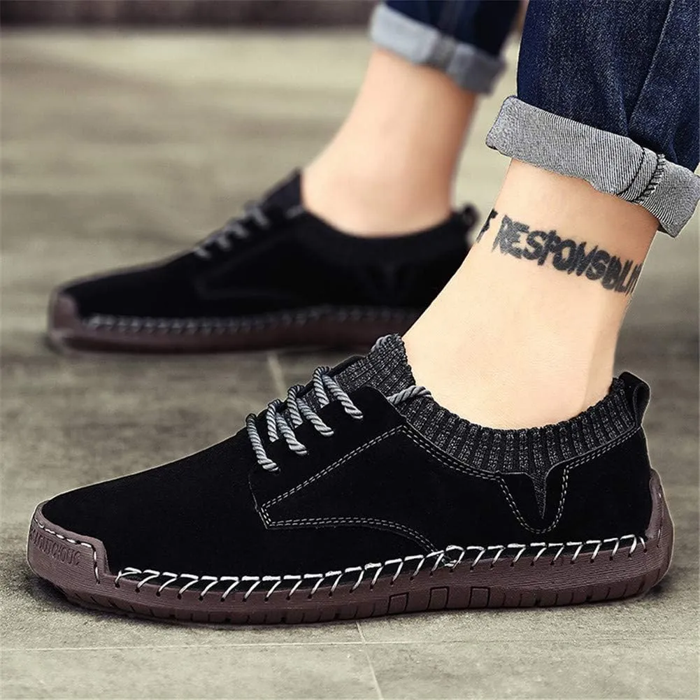 BIFINI Mens Suede Loafers Flats Sneaker Hand Stitching Outdoor Walking Daily Shoes