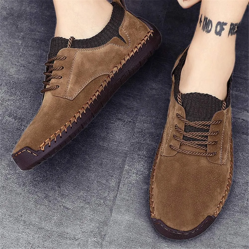 BIFINI Mens Suede Loafers Flats Sneaker Hand Stitching Outdoor Walking Daily Shoes