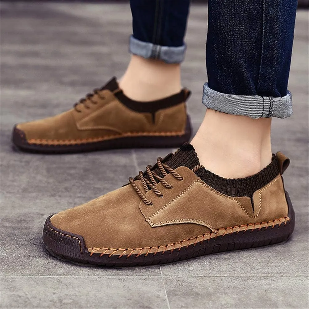 BIFINI Mens Suede Loafers Flats Sneaker Hand Stitching Outdoor Walking Daily Shoes