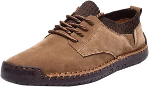 BIFINI Mens Suede Loafers Flats Sneaker Hand Stitching Outdoor Walking Daily Shoes