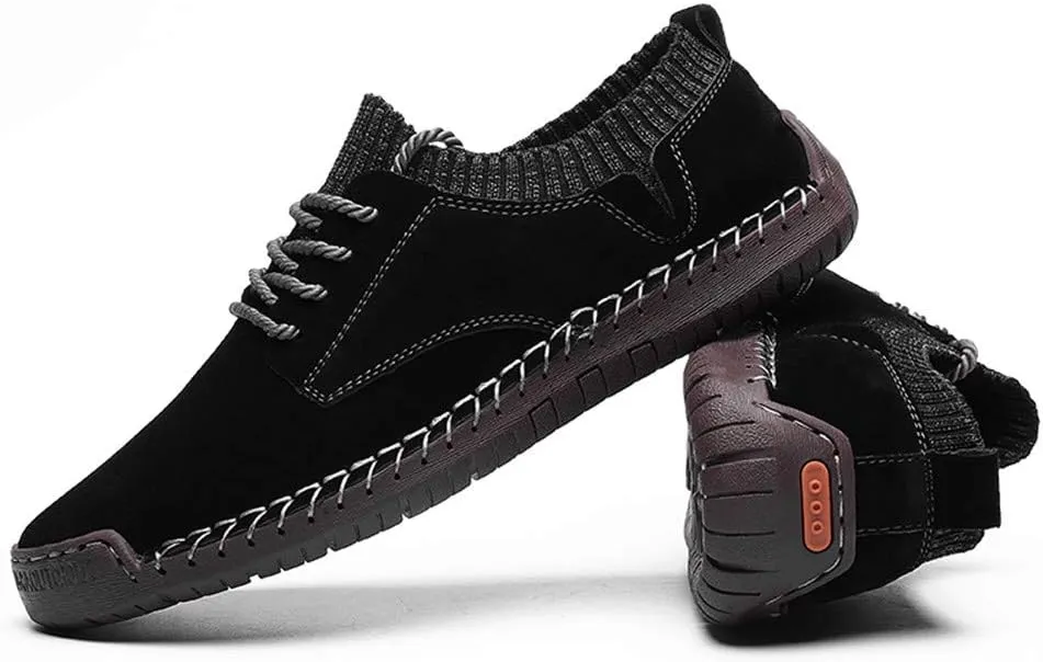 BIFINI Mens Suede Loafers Flats Sneaker Hand Stitching Outdoor Walking Daily Shoes