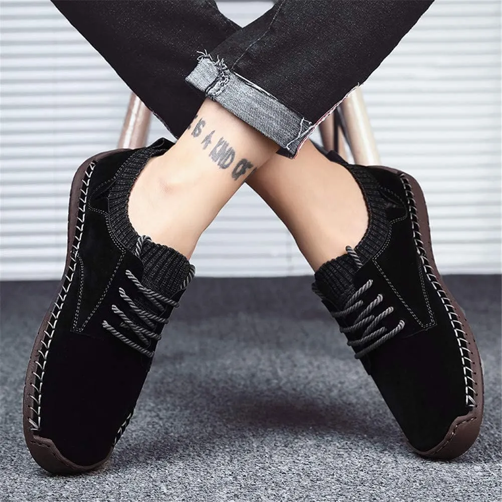 BIFINI Mens Suede Loafers Flats Sneaker Hand Stitching Outdoor Walking Daily Shoes