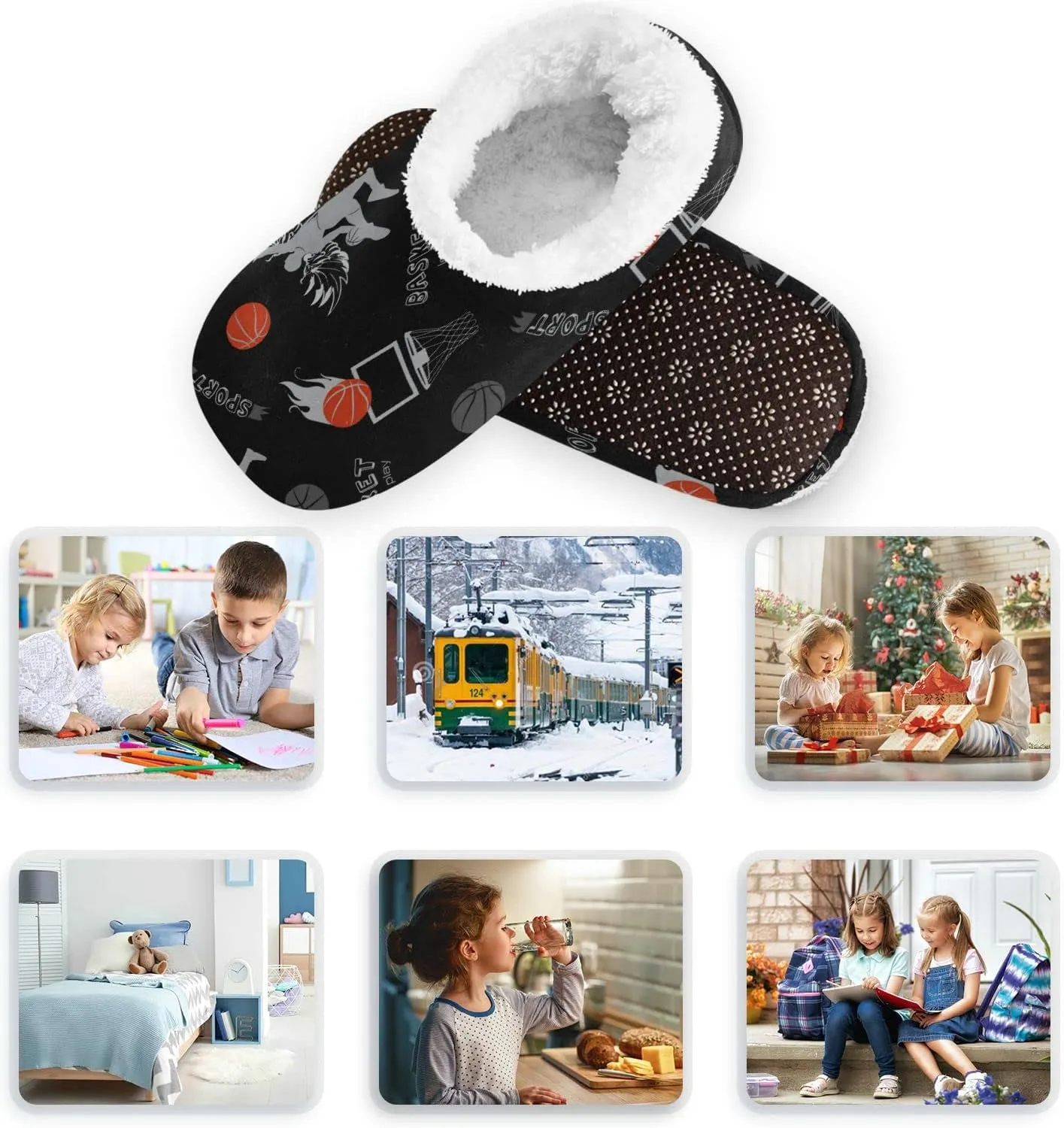 Boccsty Boys Girls House Slippers Kids toddler Home Shoes Winter Indoor shoes XS-S