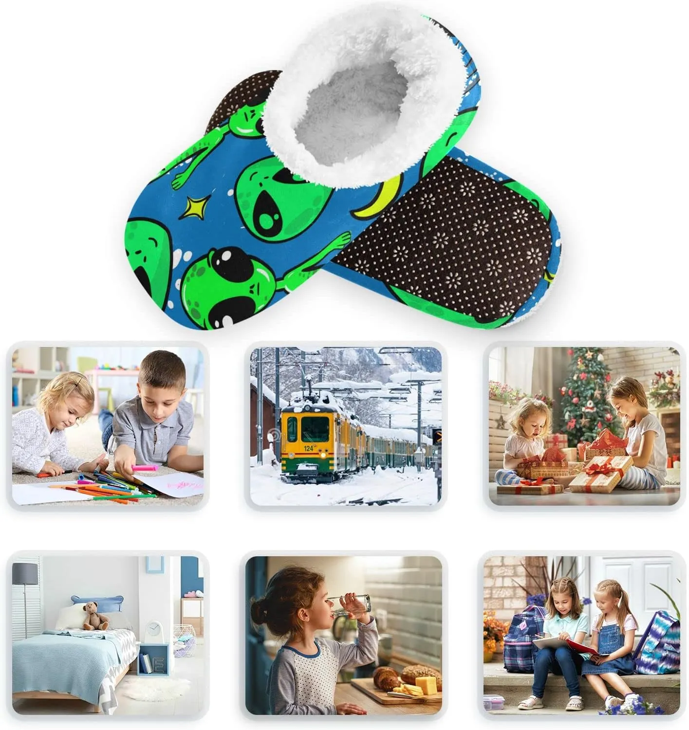 Boccsty Boys Girls House Slippers Kids toddler Home Shoes Winter Indoor shoes XS-S
