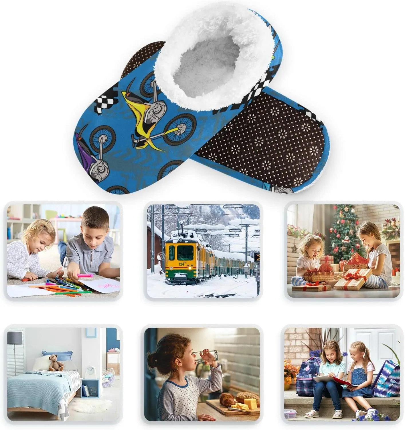 Boccsty Boys Girls House Slippers Kids toddler Home Shoes Winter Indoor shoes XS-S