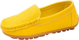 Boys Girls Leather Loafers Soft Slip-On Texture Flat𝘀 Boat Dress 𝗠occasin Daily Casual Walking Schooling Shoes