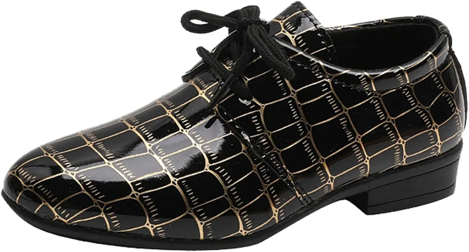 Boys Pointed Toe Dress Shoes Boy’s Dress Oxford Formal Shoes Toddler Lace Up Loafer Wedding Shoes Leather Shoes