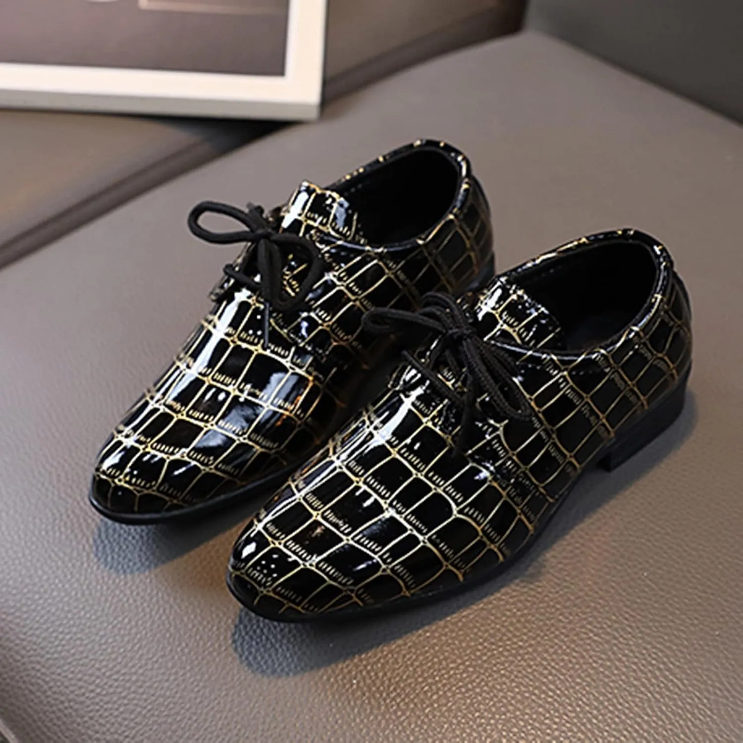 Boys Pointed Toe Dress Shoes Boy’s Dress Oxford Formal Shoes Toddler Lace Up Loafer Wedding Shoes Leather Shoes