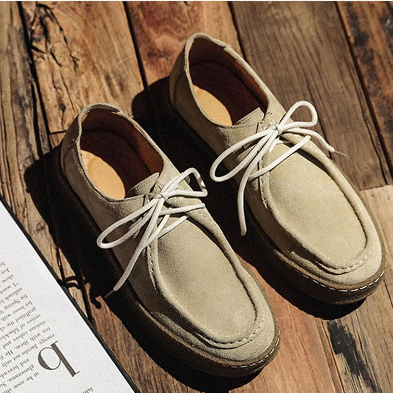 ByErz Men's Penny Loafers Shoes Suede Dress Lace-Up Daily Shoes for Party Wedding Prom