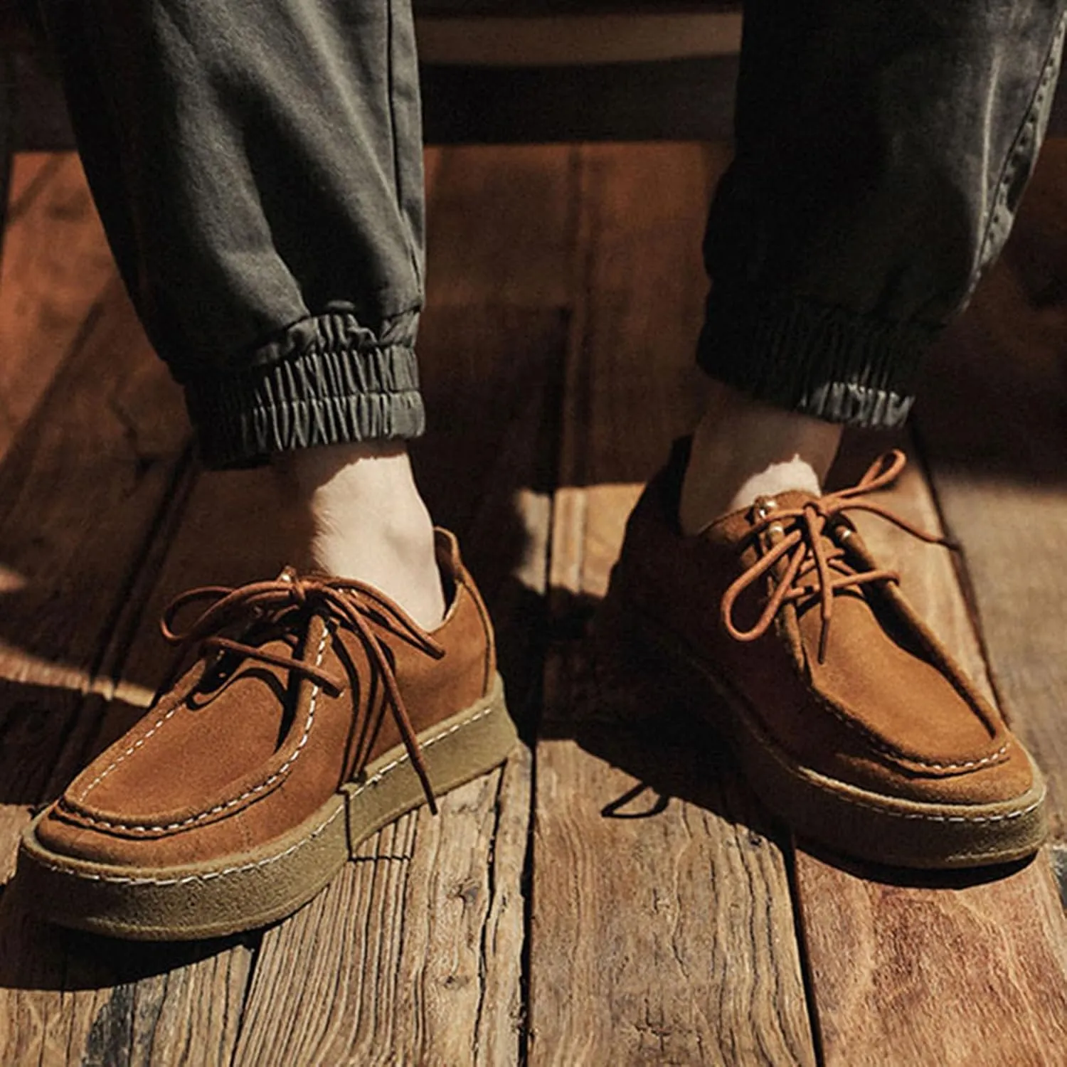 ByErz Men's Penny Loafers Shoes Suede Dress Lace-Up Daily Shoes for Party Wedding Prom