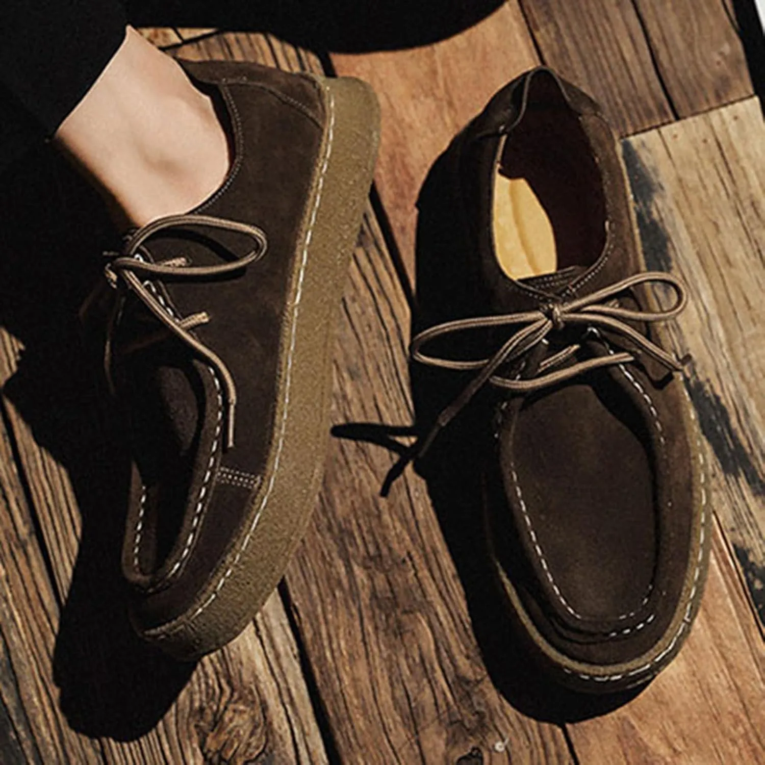 ByErz Men's Penny Loafers Shoes Suede Dress Lace-Up Daily Shoes for Party Wedding Prom