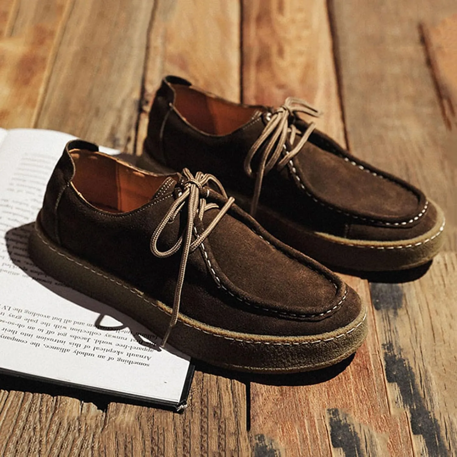 ByErz Men's Penny Loafers Shoes Suede Dress Lace-Up Daily Shoes for Party Wedding Prom