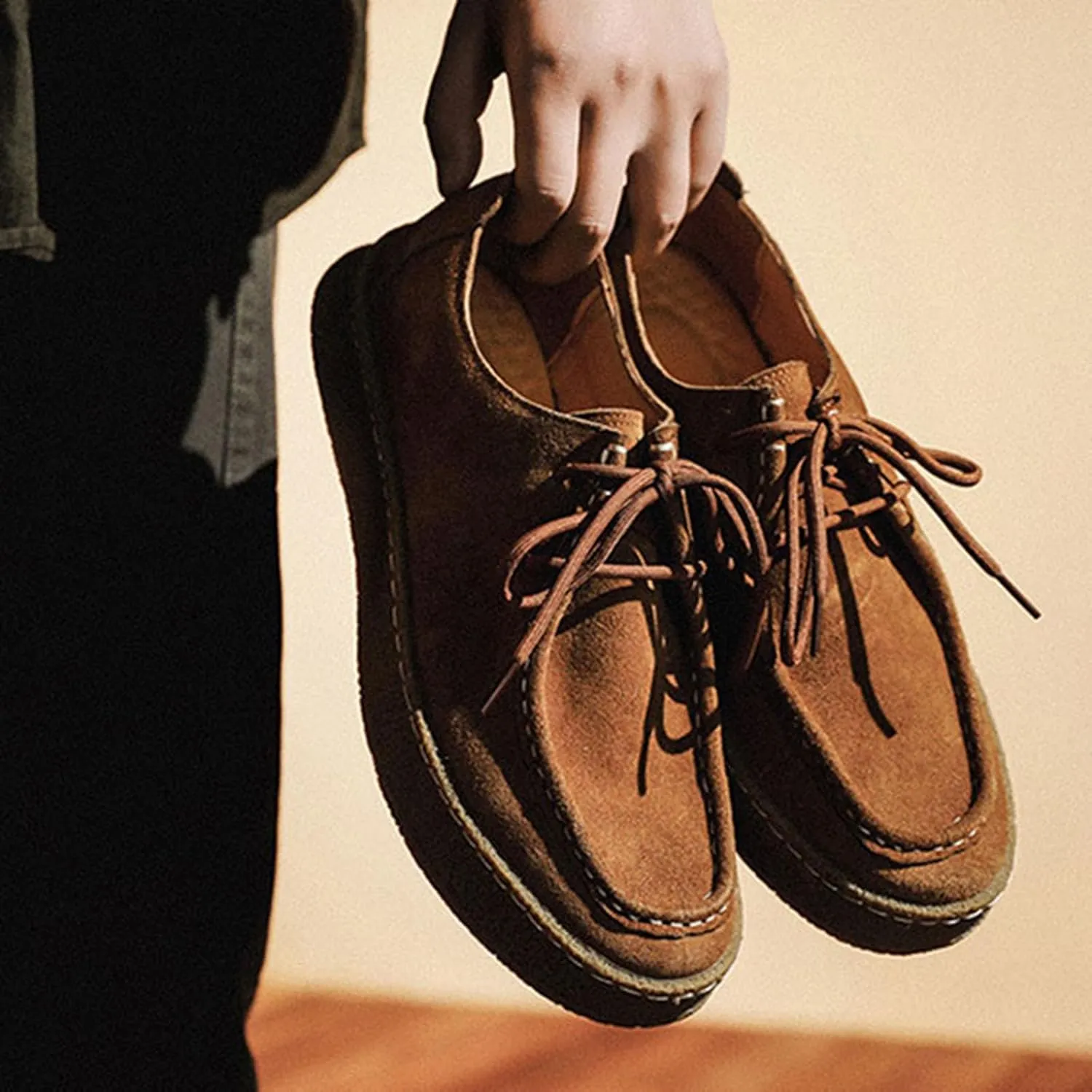 ByErz Men's Penny Loafers Shoes Suede Dress Lace-Up Daily Shoes for Party Wedding Prom