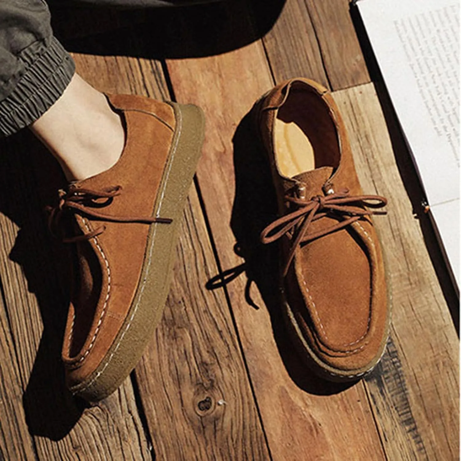 ByErz Men's Penny Loafers Shoes Suede Dress Lace-Up Daily Shoes for Party Wedding Prom